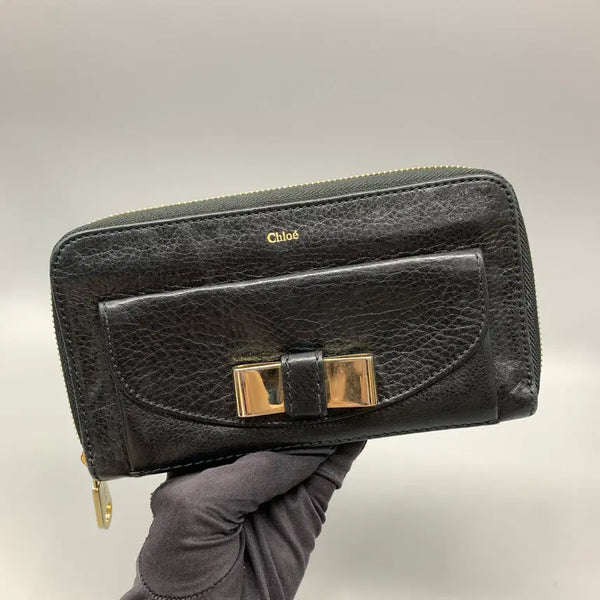 [BUNJANG] Chloé Black Leather Long Wallet / 267004257 끌로에 가죽 장지갑 블랙