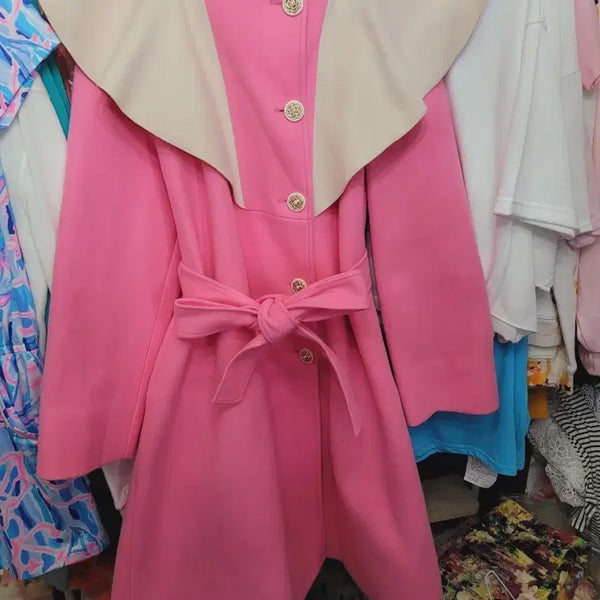 [BUNJANG] Imported Ruffle Pink Coat / 수입 프릴핑크 코트