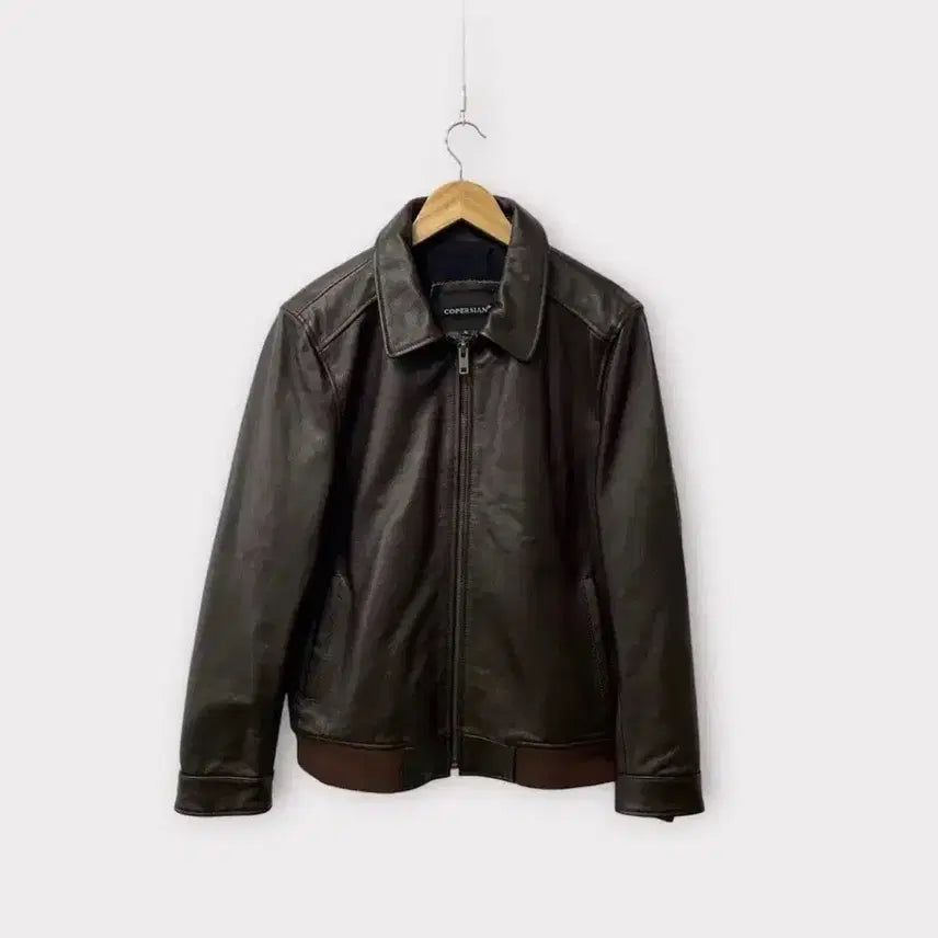 [BUNJANG] Copersion Dark Brown Leather Zip-Up Jacket L / COPERSIAN  다크 브라운 가죽 집업 자켓 L