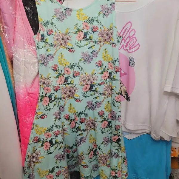 [BUNJANG] Mint Flower Pattern Midi Dress / 민트 플라워 수입