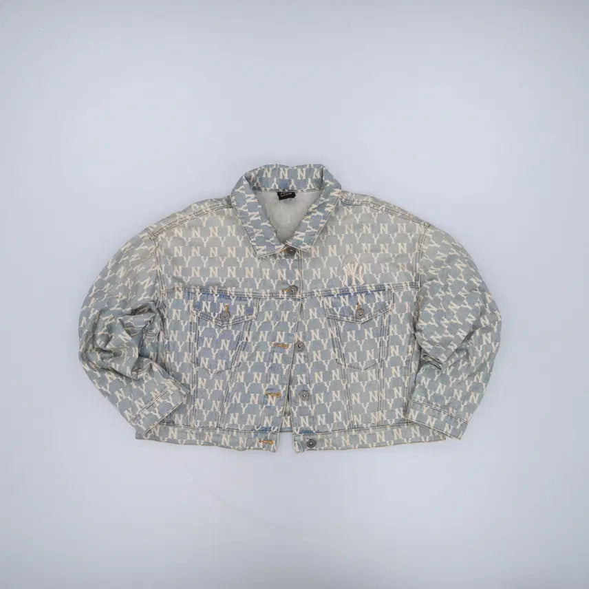 [BUNJANG] MLB Monogram Crop Denim Jacket / XS MLB 여성 모노그램 크롭 데님자켓 0911H