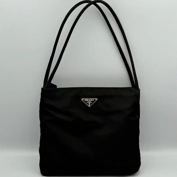 [BUNJANG] Prada Triangle Logo Pocono Nylon Shoulder Bag Tote Black / [정품] 프라다 삼각 로고 포코노 나일론 숄더백 토트백 블랙
