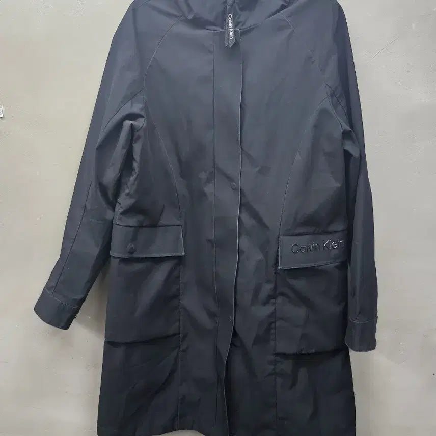 [BUNJANG] Calvin Klein Black Hooded Raincoat / 캘빈클라인 블랙 후드 레인코트