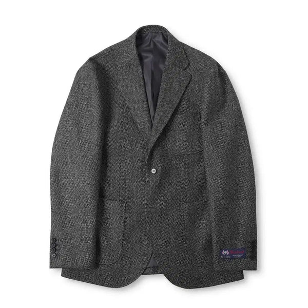 [BUNJANG] Bantzs Herringbone Tweed Wool 3-Button Single Jacket - Grey XL / 반츠 crt 헤링본 트위드 울 3b 싱글 자켓 / 그레이 XL