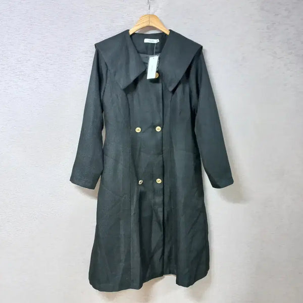 [BUNJANG] Chicline Black Double-Button Long Dress / B9-11/CHICLINE 블랙 더블버튼 롱원피스 새제품 봄가을 여성