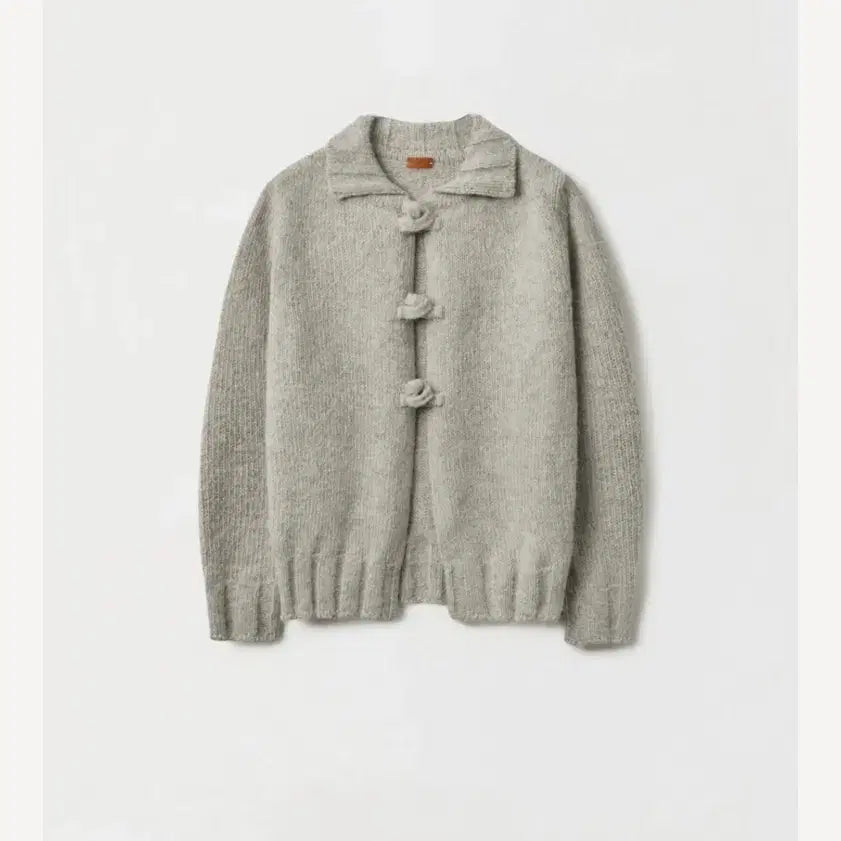 [BUNJANG] GED KNOTTED BUTTON CARDIGAN - Light Gray / 게드 GED KNOTTED BUTTON CARDIGAN 노티드 버튼 가디건