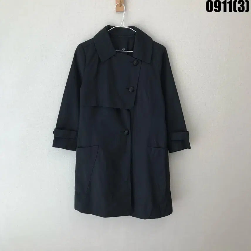 [BUNJANG] Black Trench Coat One Size / 블랙 트렌치코트 FREE
