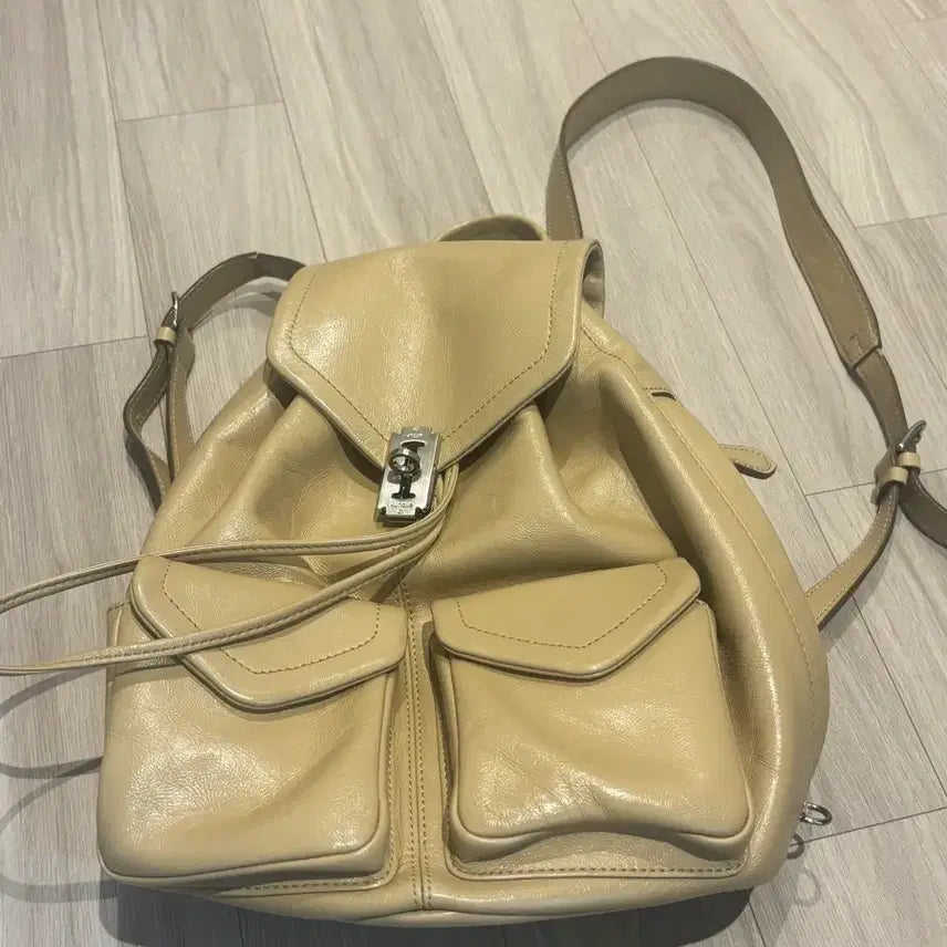 [BUNJANG] Vunque Leather Backpack Beige / 분크 백팩
