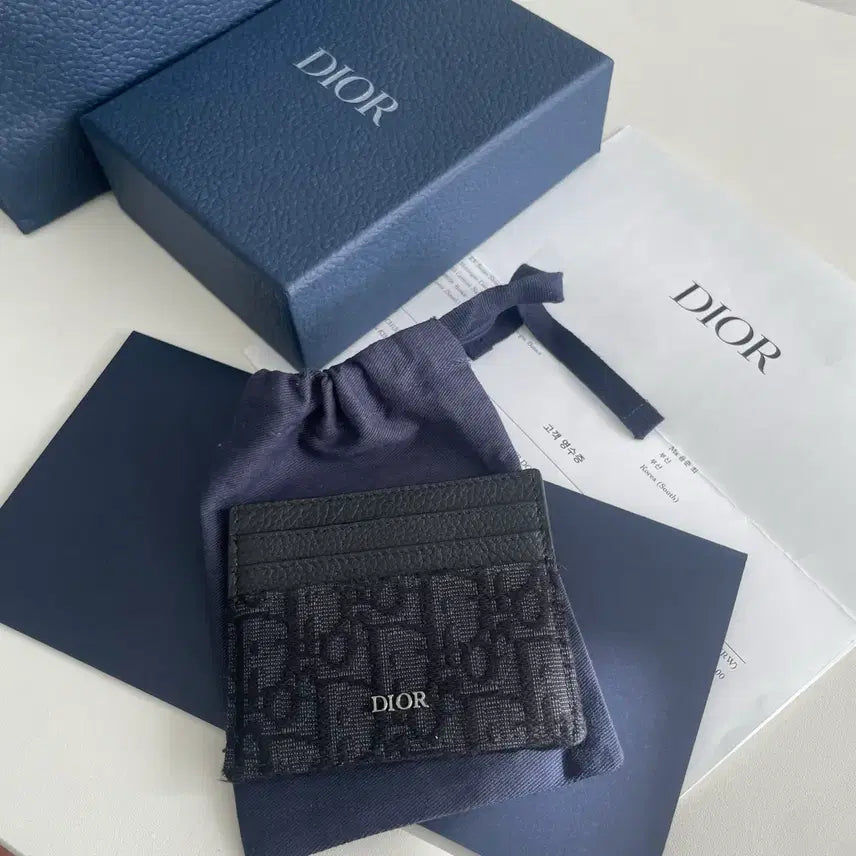[BUNJANG] Dior Oblique Jacquard Card Holder Black / [인보이스O] 디올 오블리크 자카드 카드지갑 블랙
