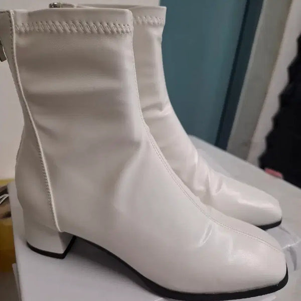 [BUNJANG] White Ankle Boots / 화이트 앵글부츠