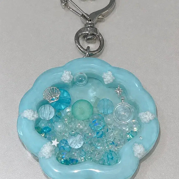 [BUNJANG] Handmade Seashell Water Shaker Resin Keychain / 핸드메이드 조개 워터 쉐이커 레진 키링