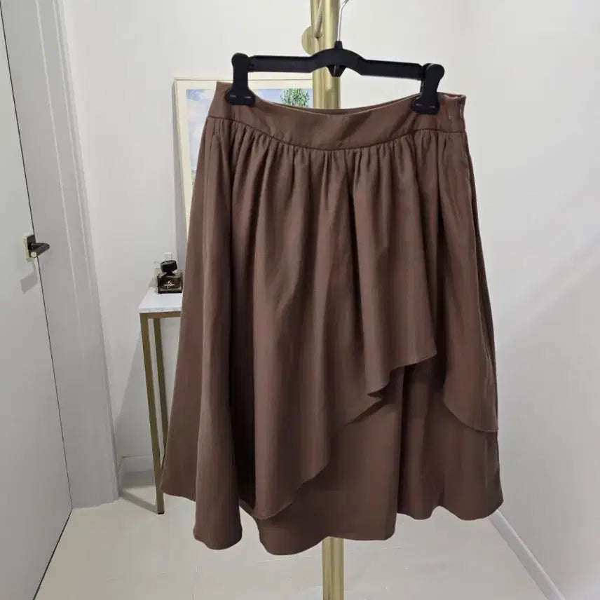 [BUNJANG] Peach Ruffle Asymmetrical Skirt / 피치 러플 언발스커트 색상택1
