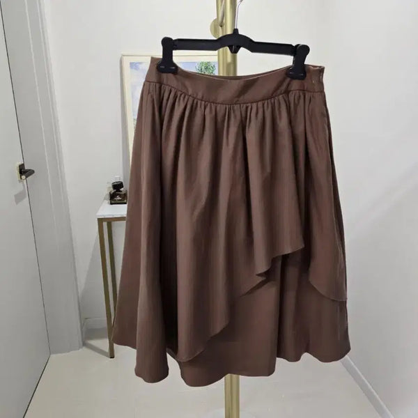 [BUNJANG] Peach Ruffle Asymmetrical Skirt / 피치 러플 언발스커트 색상택1