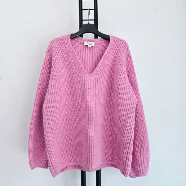 [BUNJANG] COS 100% Wool Pink V-Neck Knit (M) / 정품 코스 COS 모 100% 핑크 브이넥 니트