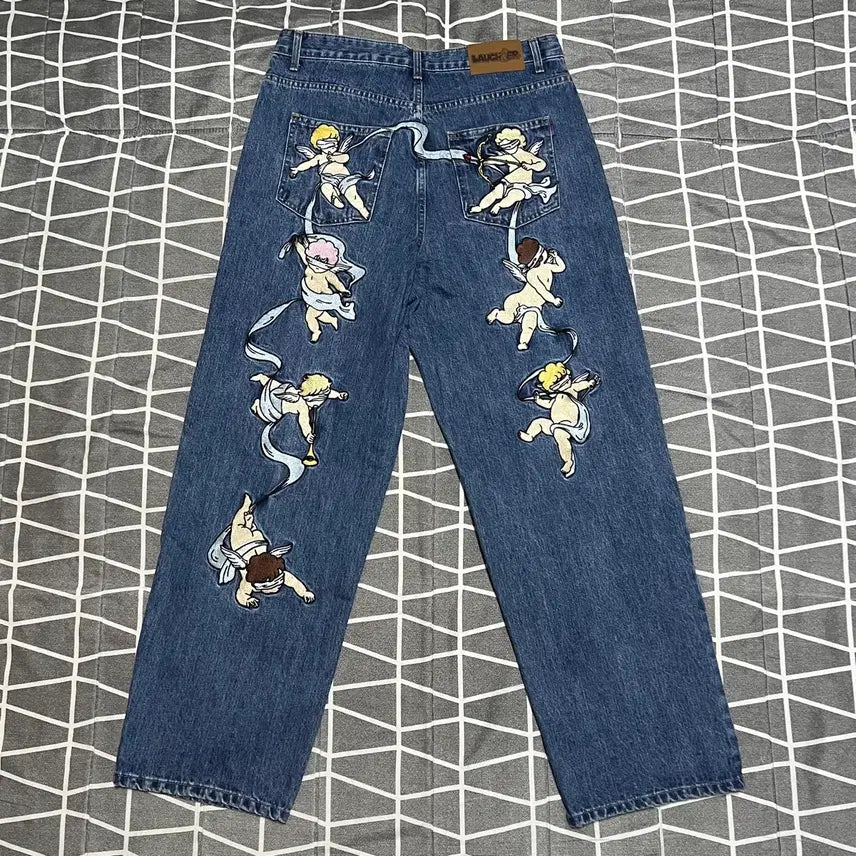 [BUNJANG] Raffael Angel Embroidered Denim Pants / [새상품급] 라퍼 엔젤 자수 데님팬츠 -30-