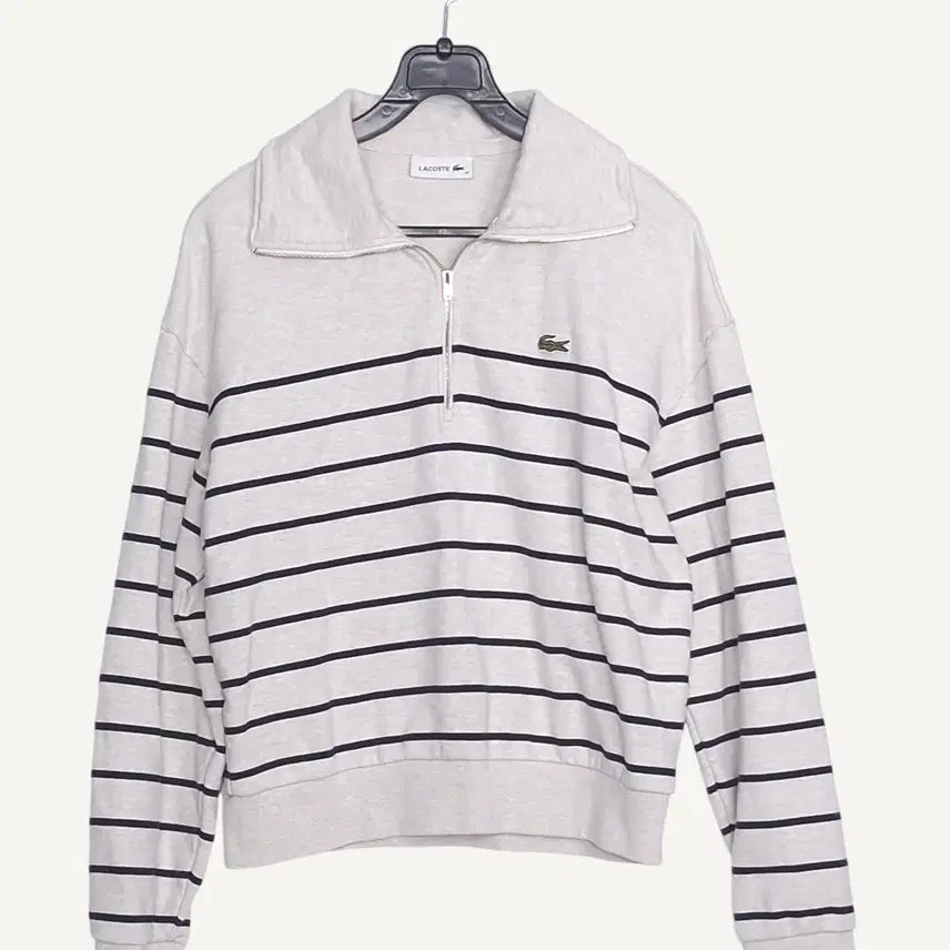 [BUNJANG] Lacoste Light Grey Striped Sweatshirt / [가격인하]  라코스테 LACOSTE 라이트그레이 스트라이프 맨투맨 34_A1001