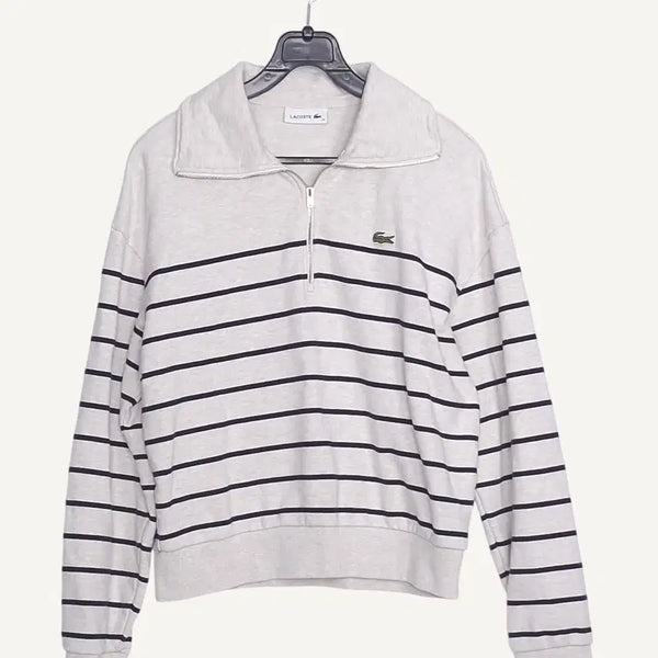 [BUNJANG] Lacoste Light Grey Striped Sweatshirt / [가격인하]  라코스테 LACOSTE 라이트그레이 스트라이프 맨투맨 34_A1001