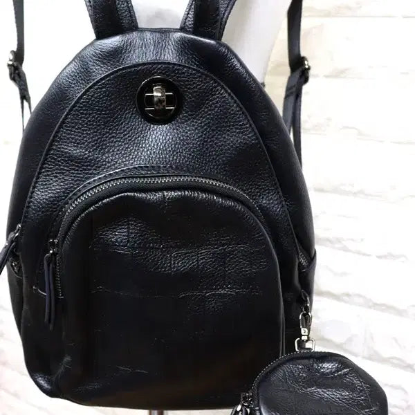 [BUNJANG] Women's Leather Backpack - Black / R208 귀요미 여성가죽백팩(최상급) 가로25 세로30 밑폭8센치/사2