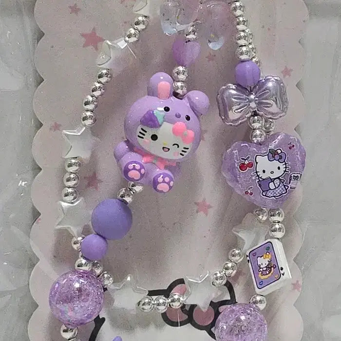 [BUNJANG] Handmade Hello Kitty Phone Strap with Free Lanyard Ring / [고리 증정] 키티 수제 키링 핸드폰 스트랩