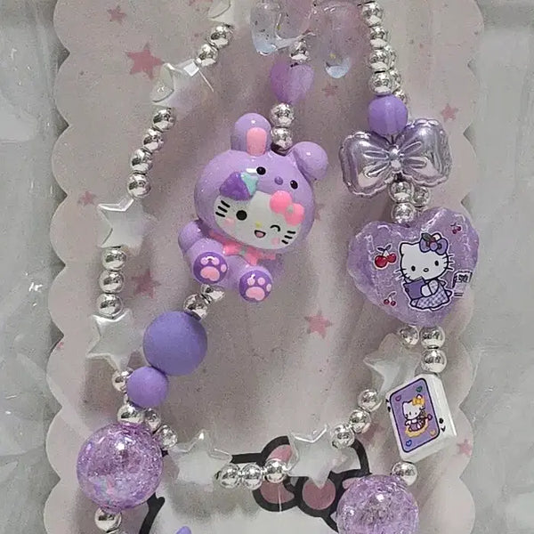 [BUNJANG] Handmade Hello Kitty Phone Strap with Free Lanyard Ring / [고리 증정] 키티 수제 키링 핸드폰 스트랩