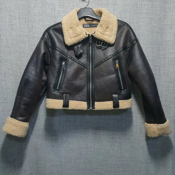 [BUNJANG] Zara Brown Mustang Jacket XS / 자라 무스탕 자켓 브라운 xs