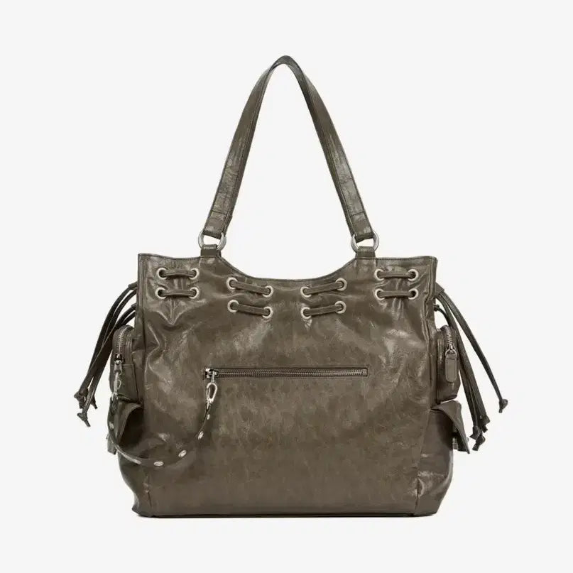 [BUNJANG] DEINET NEW STUD STRING BIG BAG IN KHAKI / 다이닛 DEINET NEW STUD STRING BIG BAG IN KHAKI