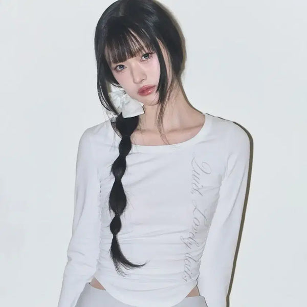 [BUNJANG] ILLICO Slim Shirring Long Sleeve / 일리고 슬림 셔링 롱슬리브