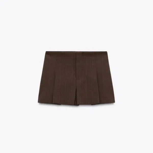 [BUNJANG] Zara Check Pleated Skirt Pants Brown / 자라 체크 플리츠 스커트 팬츠 브라운 스코트
