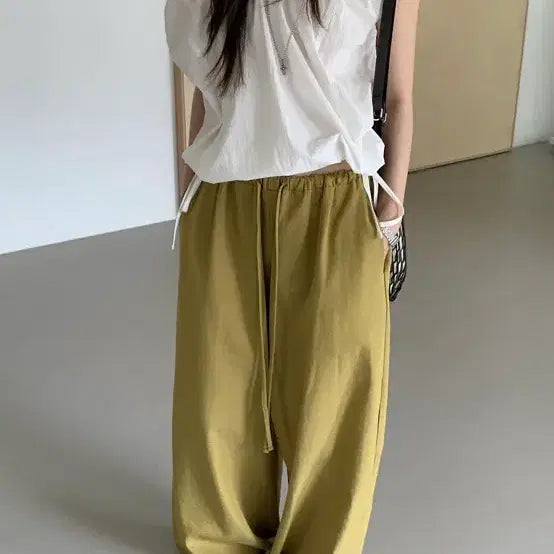 [BUNJANG] Near & Dear Phoebe Banding Pants Olive / 새상품)유인어스 니어앤디어 포비밴딩 팬츠 올리브 팬츠