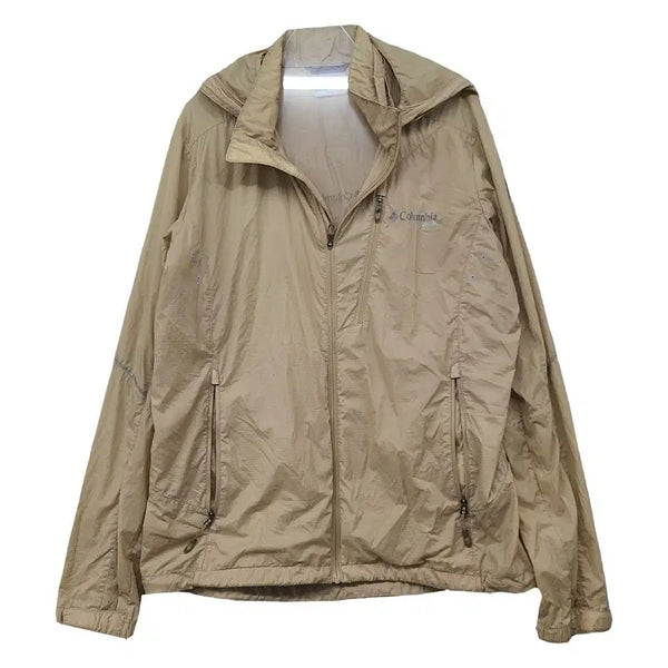 [BUNJANG] Columbia Khaki Nylon Windbreaker Jacket / 컬럼비아 카키 나일론 등산 아웃도어 방풍 바람막이 100