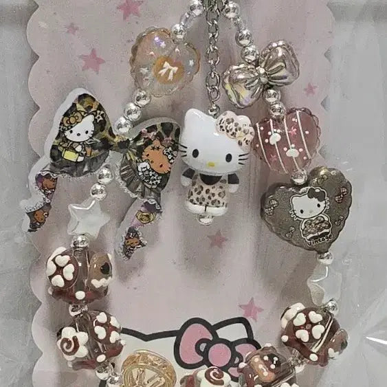 [BUNJANG] Handmade Kitty Bead Phone Strap / 키티 수제 키링 수제비즈 핸드폰 스트랩