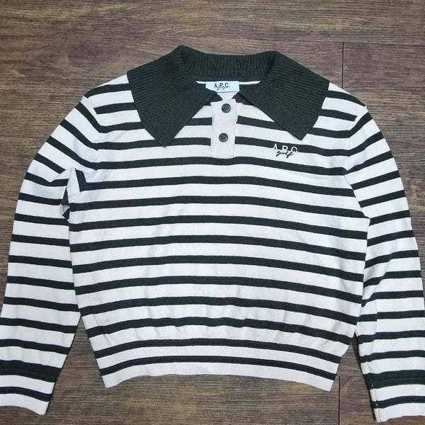 [BUNJANG] A.P.C. Striped Knit Polo / A.P.C. 스트라이프 카라 니트