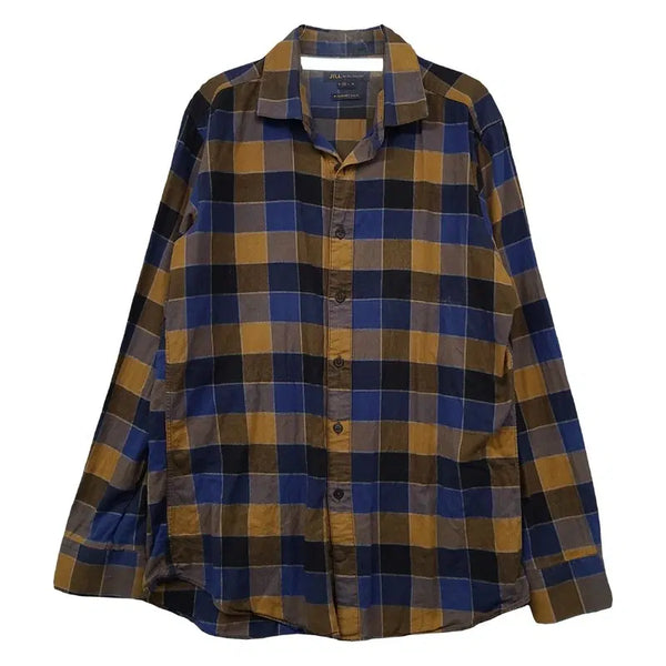 [BUNJANG] JILLSTUART Brown Check Casual Long Sleeve Shirt M / 질스튜어트 브라운 체크 캐주얼 긴팔셔츠 M