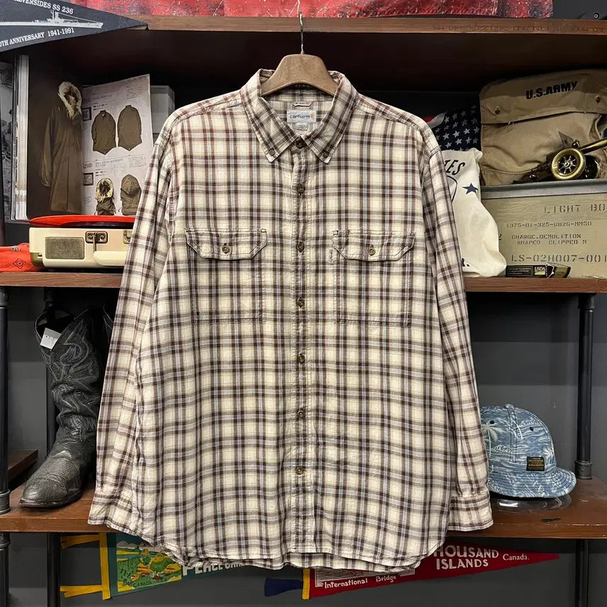 [BUNJANG] Carhartt Vintage Button-Down Check Work Shirt / (정품) 칼하트 빈티지 버튼다운 체크 워크 셔츠 N2583