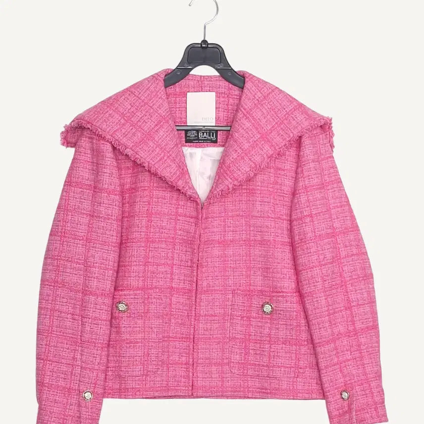 [BUNJANG] DECO Pink Tweed Collar Jacket / 데코 DECO 핑크 트위드 카라 자켓 S_A1008