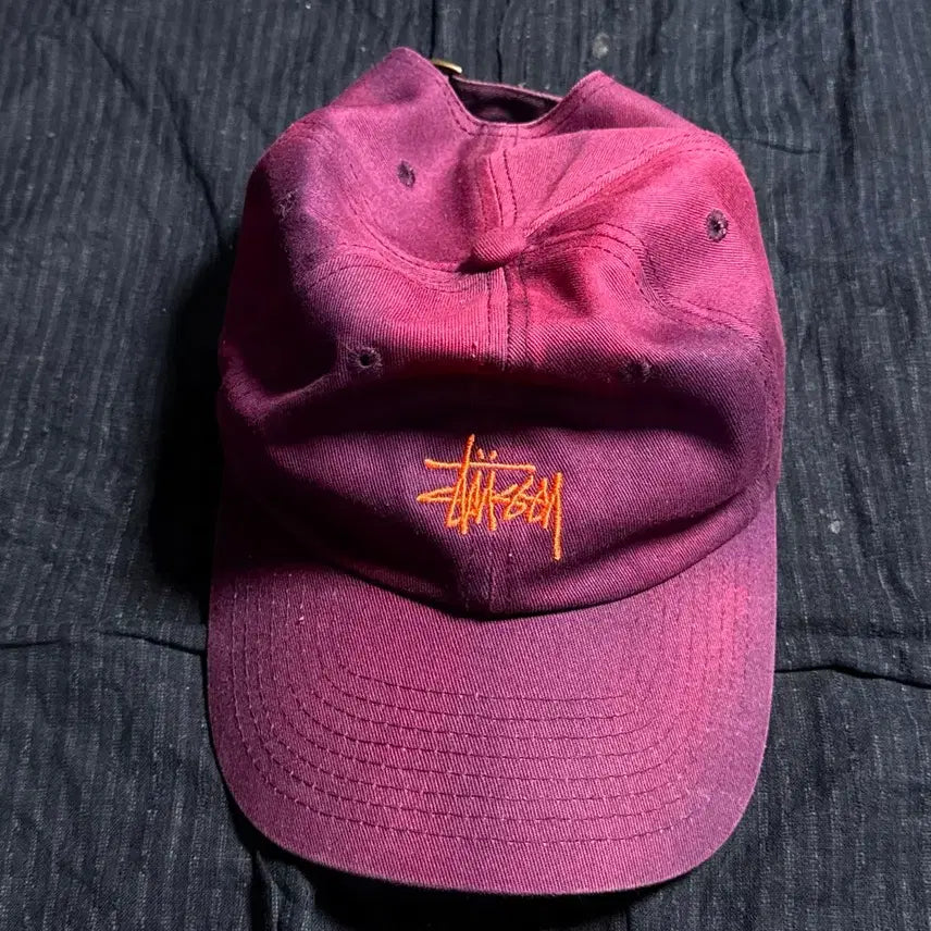 [BUNJANG] Stussy Sun Fading Basic Logo Twill Cap Burgundy / 스투시 썬페이딩 베이직 로고 트윌 캡 OS