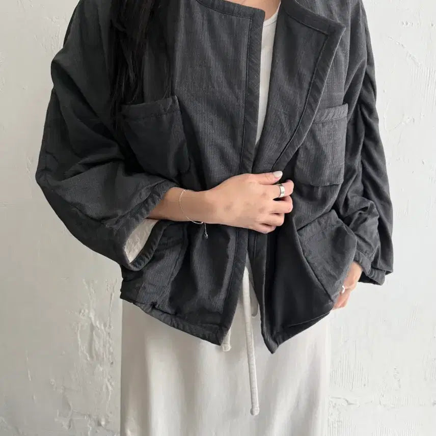 [BUNJANG] Comme des Garcons Grey Collarless Jacket L / Comme des Garcons 꼼데가르송 그레이 카라리스 자켓