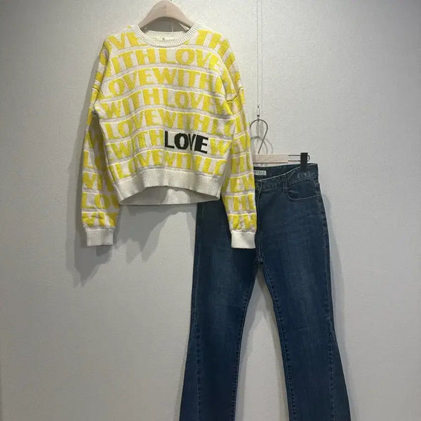[BUNJANG] Maje Lettering Jacquard Sweater / 마쥬 레터링 자카드 스웨터