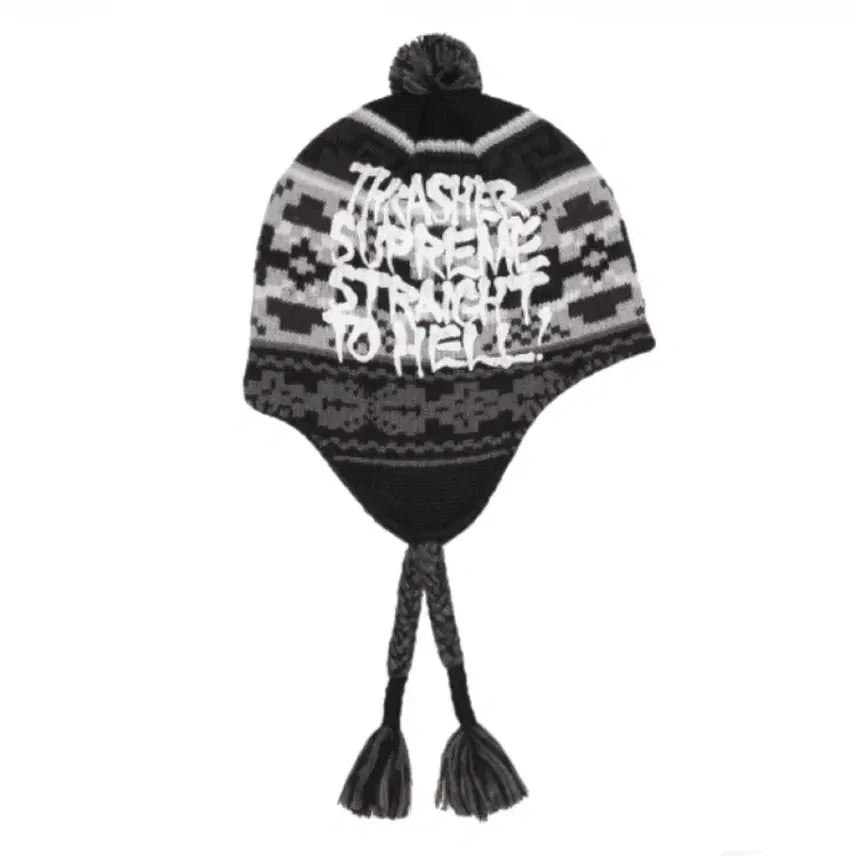 [BUNJANG] Supreme x Thrasher Earflap Beanie Black / 슈프림 x 트레셔 이어플랩 비니 블랙 - 24FW
