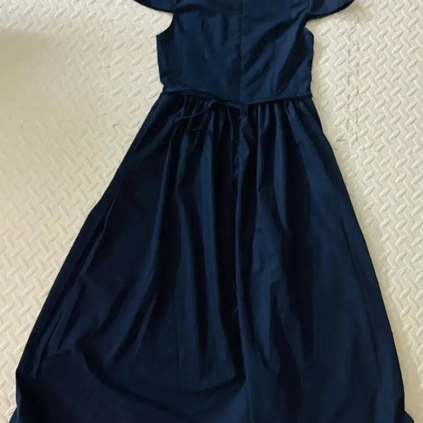 [BUNJANG] Navy Frill Long Dress / 프릴 네이비 원피스