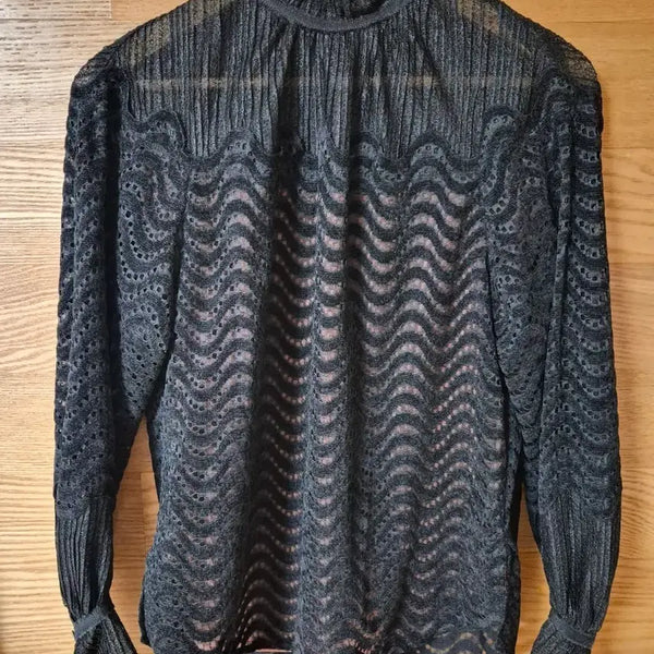 [BUNJANG] Objet Black Lace Blouse / 오브제 레이스 블라우스 검정