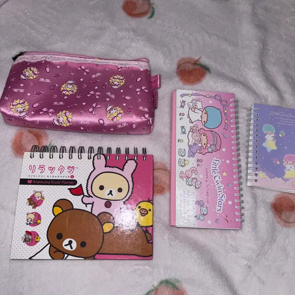 [BUNJANG] Bundle Set Vintage Stationery Study Planner Notebook Pencil Case - Rilakkuma, Little Twin Stars, Sanrio, San-X / 일괄) 고전문구 스터디플래너 노트 수첩 필통 리락쿠마 리틀트윈스타 산리오 산엑스