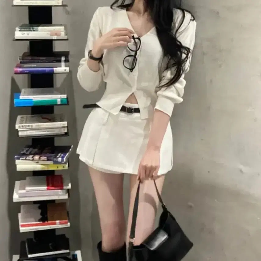 [BUNJANG] White Pleated Mini Skirt / 플리츠 미니스커트