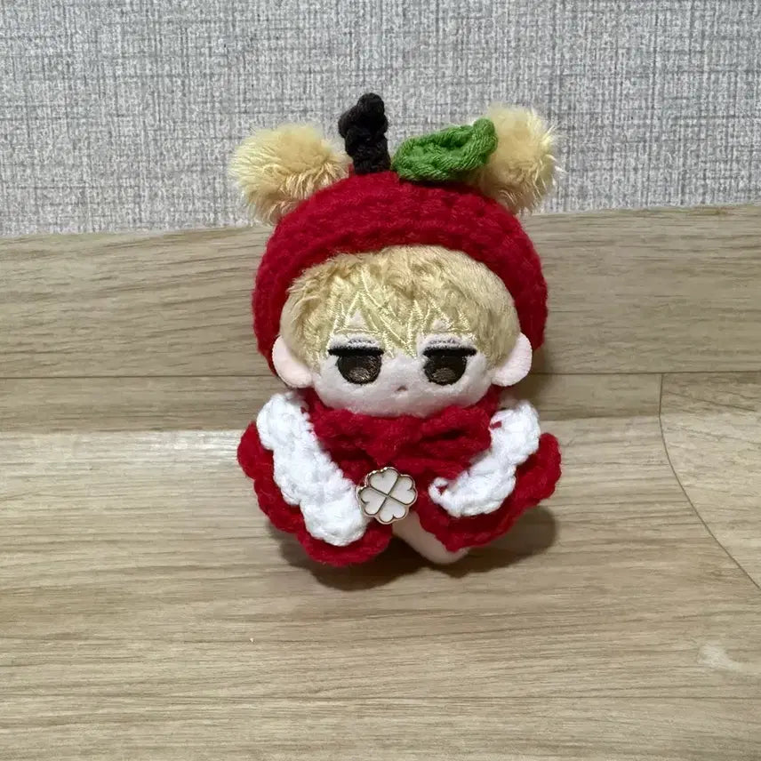 [BUNJANG] 5cm Doll Knitted Apple Hat + Cape Set / 5cm(5깅) 뜨개 사과모자+케이프 팝니다. (인형제외)
