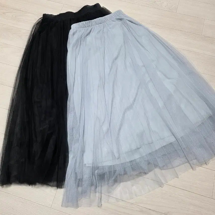 [BUNJANG] Black/Gray Long Tulle Skirt One Size Bundle Set / 블랙/그레이 롱 샤 스커트 프리사이즈 일괄