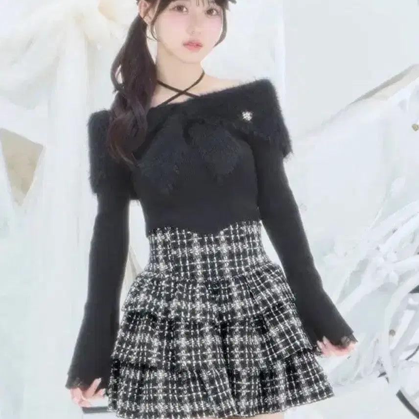 [BUNJANG] Michelle Macaron Tweed Frill Skirt / 미셸마카롱 트위트 프릴 스커트 / 양산형 지뢰계 스나계 일녀
