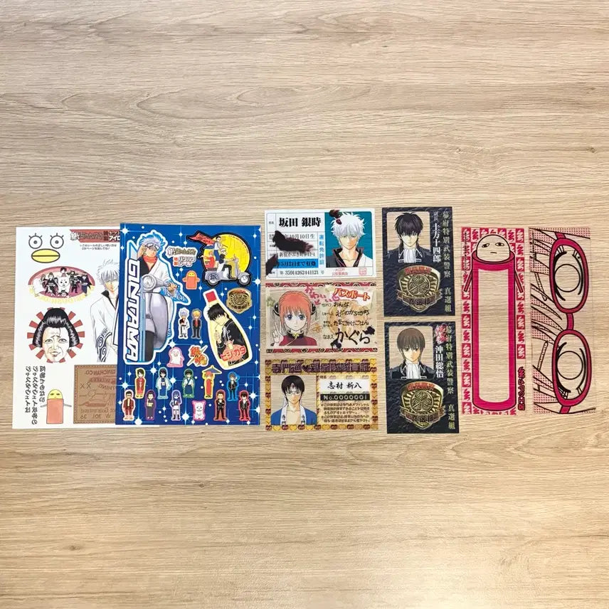 [BUNJANG] Gintama Character ID Set Bundle / 일괄 은혼 긴토키 면허 카구라 여권 신파치 친위대증 히지카타 소고 경찰증 팬북 특전 스티커