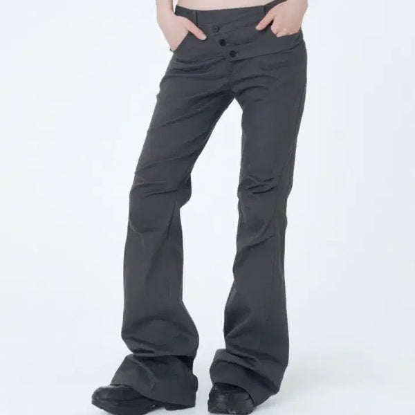 [BUNJANG] Miseki Seoul Diagonal Strap Bootcut Pants Charcoal / 미세키서울 Diagonal strap bootcut pants CHARCOAL