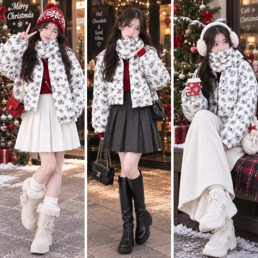 [BUNJANG] OPEN PLAN Upcycled Quilted Set (Jacket + Skirt + Scarf) / [새상품] OPEN PLAN 퀼팅 세트 (재킷+스커트+목도리) / 유니크룩
