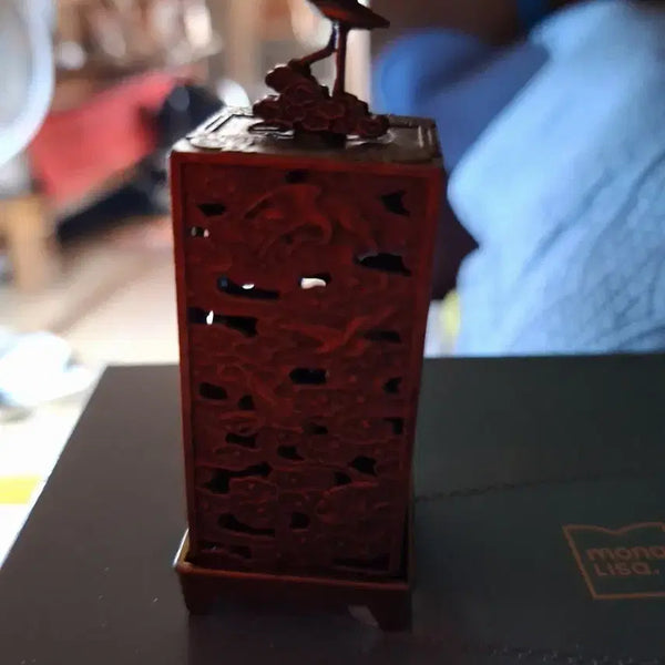 [BUNJANG] Square Brass Incense Burner with Traditional Pattern and Ebony Wood / 사각 황동 향로  전통문양 흑단향로